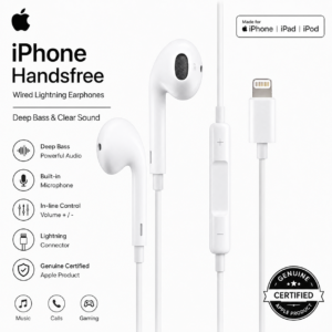 Genuine Certified Apple iPhone Handsfree | Wired Lightning Earphones | Deep Bass & Clear Sound | White